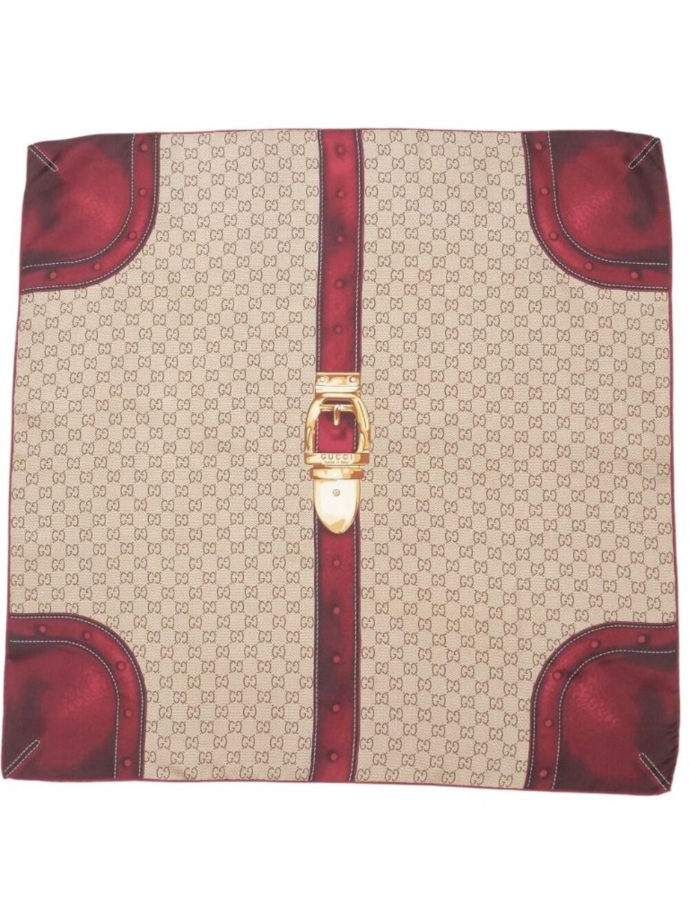 Gucci Scarf GG Monogram Belt Motif Silk Twill